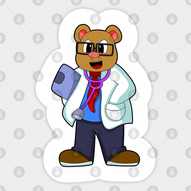 Bear as Doctor with Stethoscope Sticker by Markus Schnabel